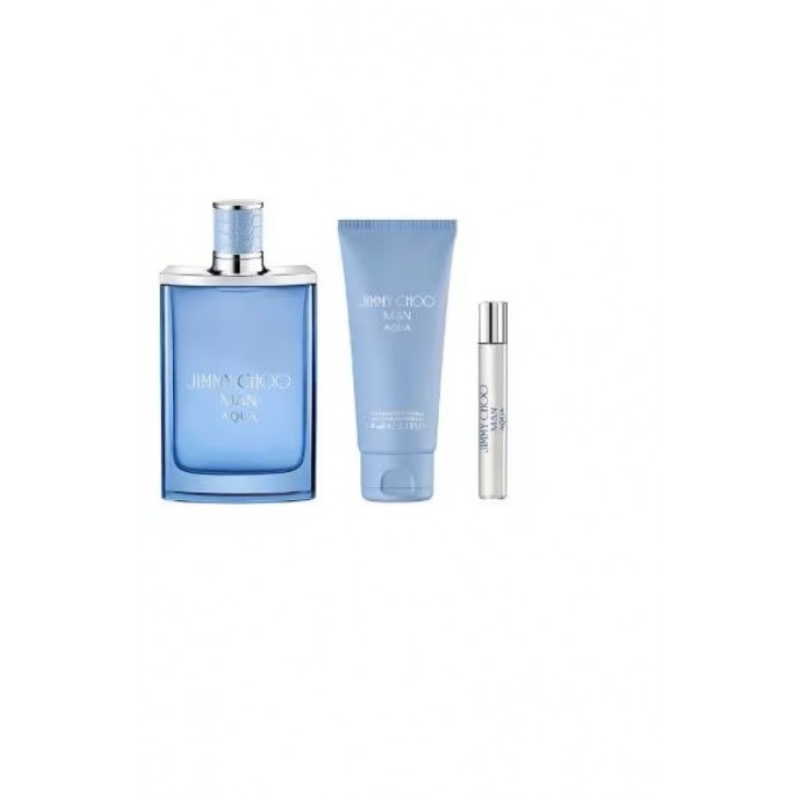 Set Cadou Jimmy Choo Man Aqua EDT 100 ml + Gel De Duș 100 ml + Travel Spray  EDT 7.5 ml