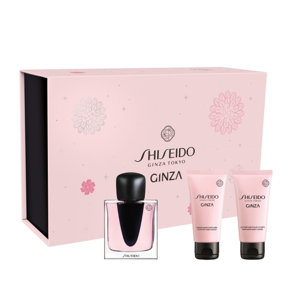 Set Cadou Shiseido Ginza Holiday EDP 50 ml + Loțiune De Corp Parfumată 50 ml +  Cremă De Mâini Parfumată 50 ml