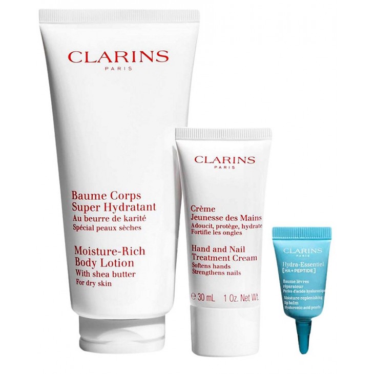 Set Cadou Clarins Body Moisturising Mother's Day Loțiune De Corp Hidratantă 200 ml + Cremă De Mâini 30 ml + Balsam De Buze Hidratant 3 ml