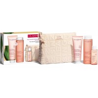 Set Cadou Clarins My Cleansing Essentials Sensitive Skin Demachiant Spumant Delicat 125 ml +  Loțiune Tonifiantă Calmantă 200 ml + Apă Micelară 50 ml + Poșetă Clarins