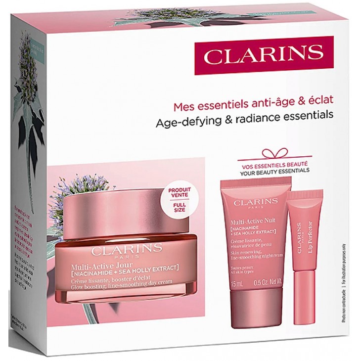 Set Cadou Clarins Multi-Active Cremă De Zi Multi-Activă 50 ml + Cremă De Noapte Multi-Activă 15 ml + Perfectiator De Buze Natural #01 ROSE SHIMMER 5 ml