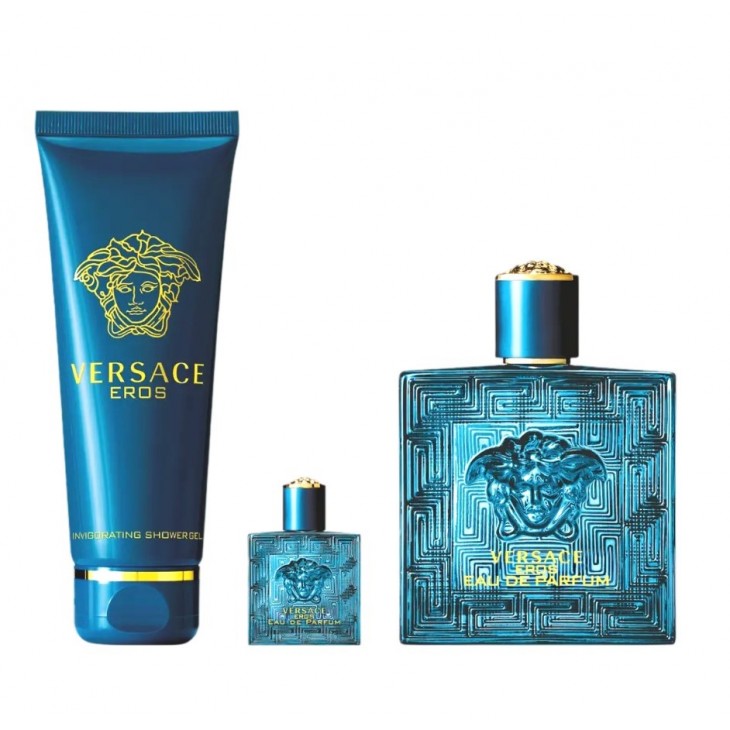 Set Cadou Versace Eros Pour Homme EDP 100 ml + Miniatură EDP 5 ml + Gel De Duş 150 ml