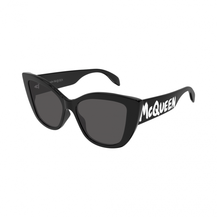 Alexander McQueen AM0347S-001 – Ochelari de soare Femei, Negru/Gri, Cat Eye