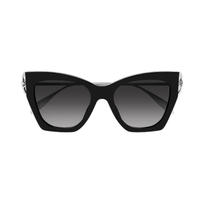 Alexander McQueen AM0375S-001 – Ochelari de soare Femei, Negru/Argintiu/Gri, Butterfly