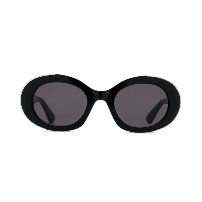 Alexander McQueen AM0445S-001 – Ochelari de soare Femei, Negru/Gri, Rotunzi