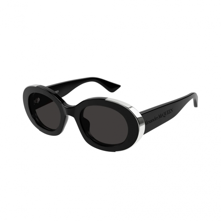 Alexander McQueen AM0445S-001 – Ochelari de soare Femei, Negru/Gri, Rotunzi