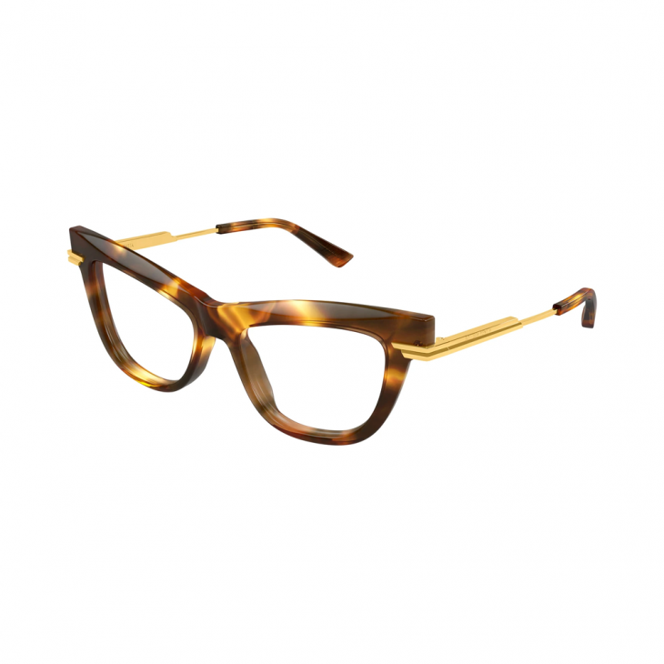 Bottega Veneta BV1266O-001 – Rame de Vedere Femei, Negru/Auriu, Pătrat, 51 mm