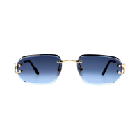 Cartier CT0468S-002 – Ochelari de soare Bărbați, Metal Aurii, Dreptunghiulari, Lentile Albastre