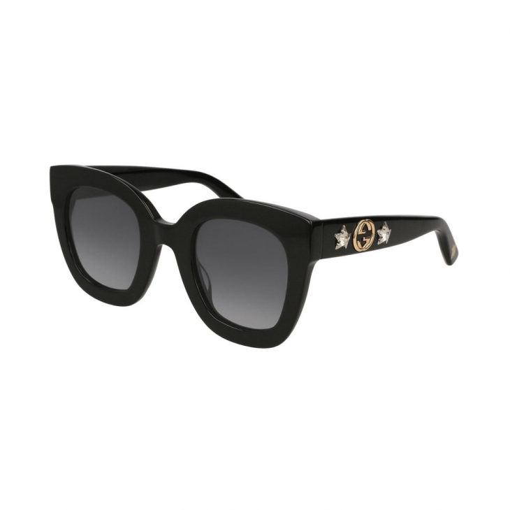 Gucci GG0208S-001 – Ochelari de soare damă, Negru, Acetat, 49 mm