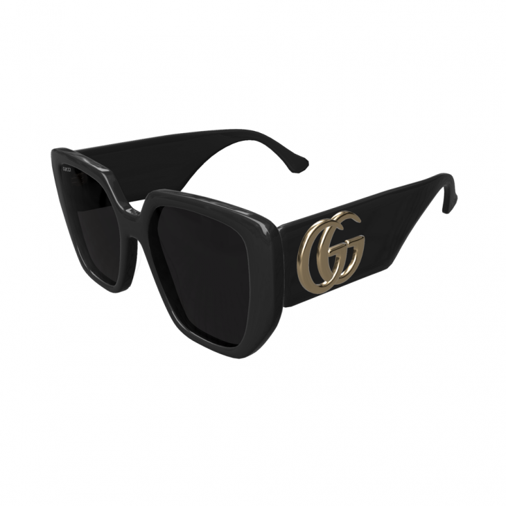 Gucci GG0956S-003 – Ochelari de soare Femei, Negru, Geometrici, 54 mm