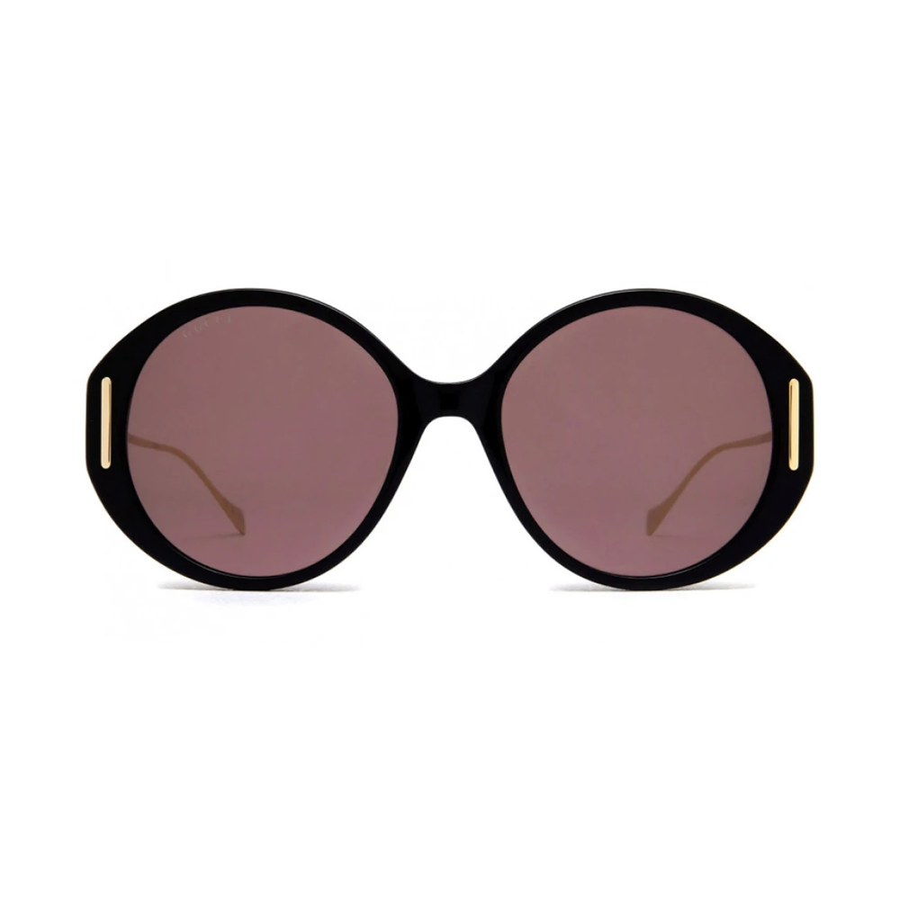 Gucci GG1202S-001 – Ochelari de soare Femei, Negru-Auriu, Rotunzi, 57 mm