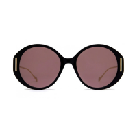 Gucci GG1202S-001 – Ochelari de soare Femei, Negru-Auriu, Rotunzi, 57 mm