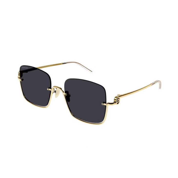 Gucci GG1279S-001 – Ochelari de soare Femei, Auriu, Pătrați Semi-Rimless, 54