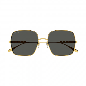 Gucci GG1434S-001 – Ochelari de soare damă, Aurii, Pătrați, 57 mm