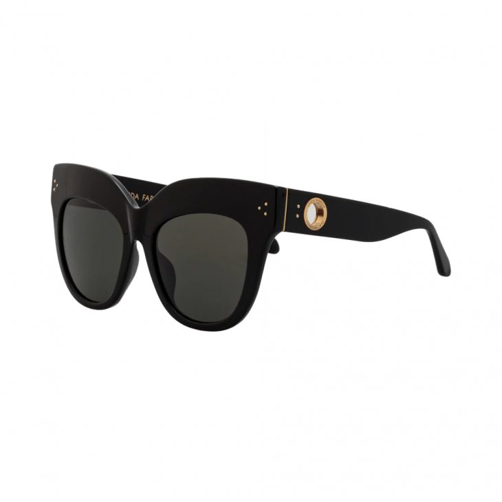 Linda Farrow Dunaway LFLC1049C1SUN – Ochelari de soare Femei, Negru/Auriu, Oversize, Grey