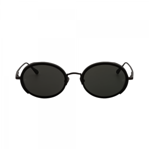 Linda Farrow Finn – Ochelari de soare Femei, Negru/Nichel Mat, Ovali, Grey