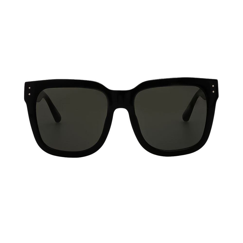 Linda Farrow Freya – Ochelari de soare Femei, Negru/Auriu, Oversize Pătrați, Grey