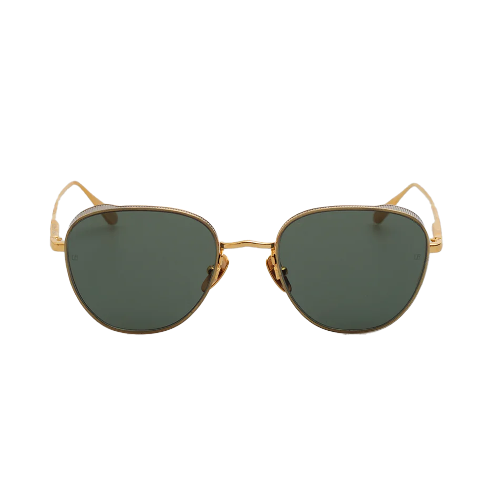 Linda Farrow HARDY – Ochelari de soare Unisex, Auriu/Alb, Oval, Titanium