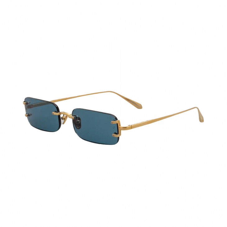 Linda Farrow LFL1458C2SUN – Ochelari de soare Unisex, Maro/Gold, Rectangulari, Titanium