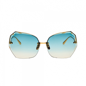 Linda Farrow LILA – Ochelari de soare Unisex, Auriu, Oversized, Rimless