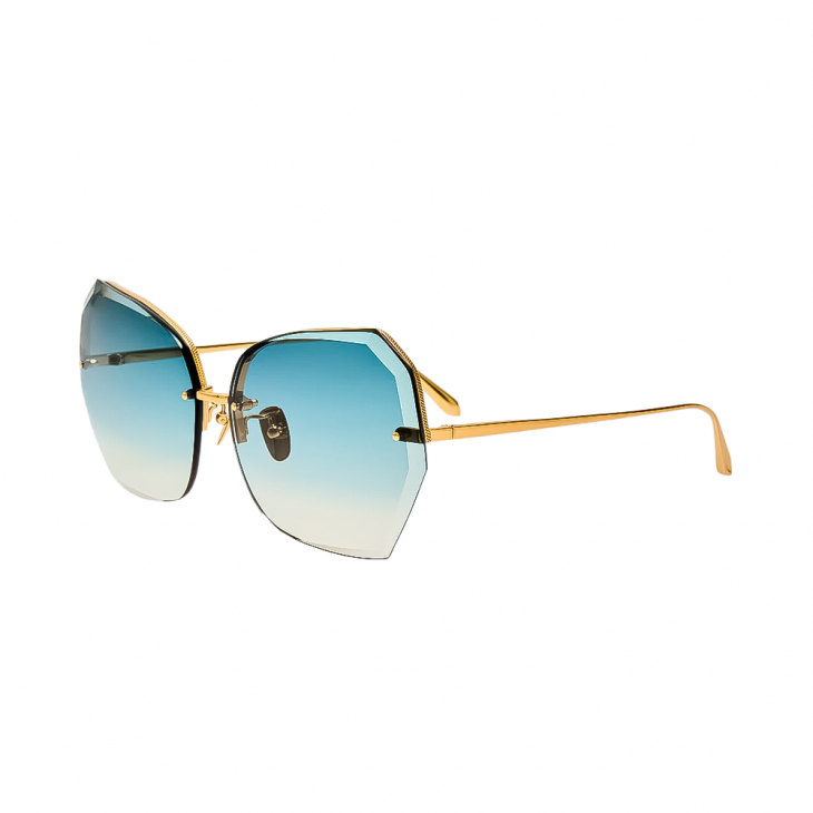 Linda Farrow LILA – Ochelari de soare Unisex, Auriu, Oversized, Rimless