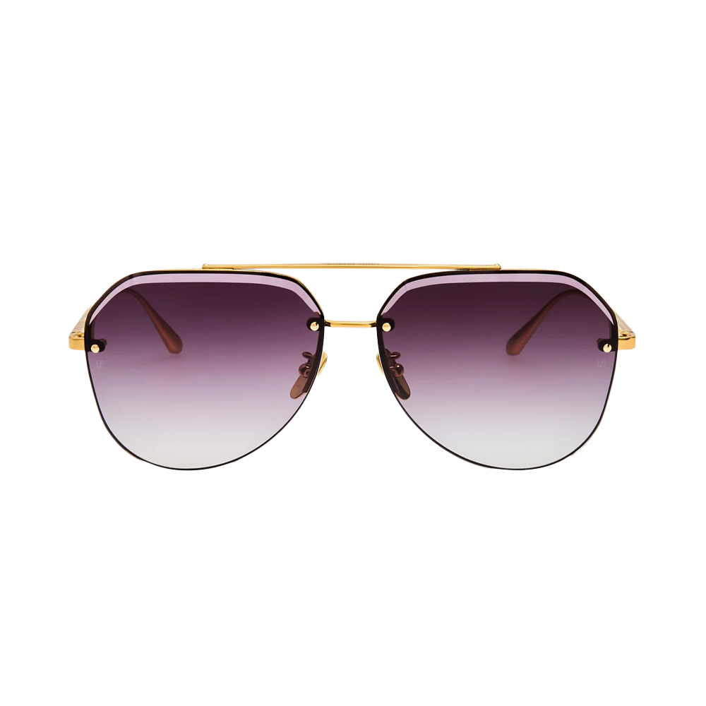 Linda Farrow QUYNH – Ochelari de soare Unisex, Auriu, Aviator, Grey Gradient