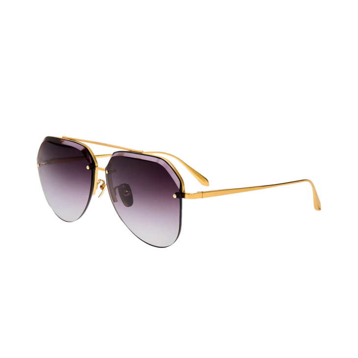 Linda Farrow QUYNH – Ochelari de soare Unisex, Auriu, Aviator, Grey Gradient