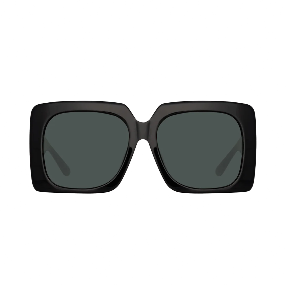 Linda Farrow SIERRA – Ochelari de soare Femei, Negru & Auriu, Oversized, Acetat