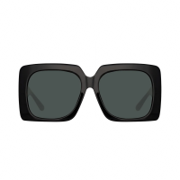 Linda Farrow SIERRA – Ochelari de soare Femei, Negru & Auriu, Oversized, Acetat