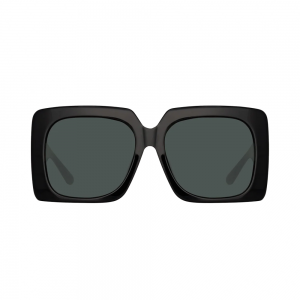 Linda Farrow SIERRA – Ochelari de soare Femei, Negru & Auriu, Oversized, Acetat