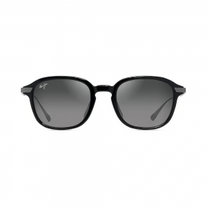 Maui Jim Kaouo AF – Ochelari de soare Bărbați, Negru Lucios cu Gunmetal, Rectangulari, Polarizați