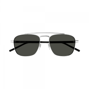 Yves Saint Laurent SL 665 002 56 – Ochelari de soare unisex, Argintii, Rotunzi, 56 mm