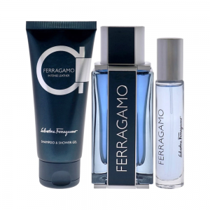 Ferragamo Intense Leather Set Apă de Parfum Bărbați 100ml + Gel Duș + Travel Spray Parfum
