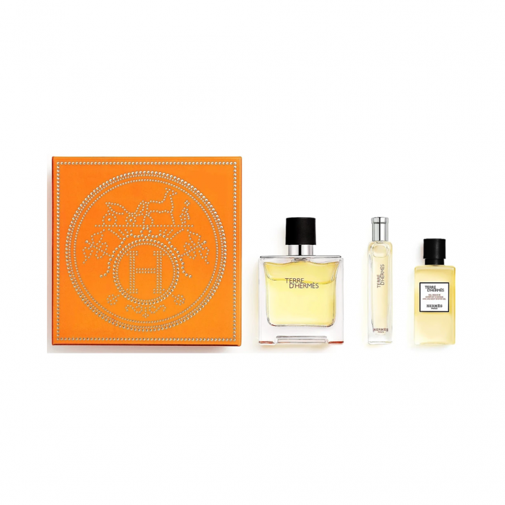 Set Cadou Hermes Terre D'Hermes Pure Parfum Masculin 75ml + Miniatură 15ml + Gel de Duș 40ml