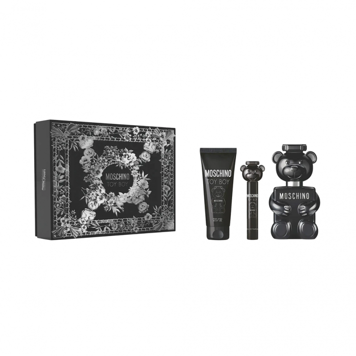 Set Cadou Moschino Toy Boy Apă de Parfum Bărbați 100ml + Spray Călătorie 10ml + Loțiune de Corp 100ml