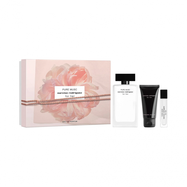Narciso Rodriguez For Her Pure Musc Set Cadou Apă de Parfum Femei 100ml + Loțiune de Corp 50ml + Travel Spray 10ml