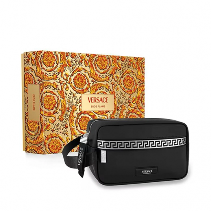 Set Cadou Versace Eros Flame EDP 100 ml + Travel Spray 10 ml + Geantă Cosmetică