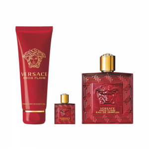 Set Cadou Versace Eros Flame Pour Homme EDP 100 ml + Spray de Călătorie 5 ml + Gel De Duș 150 ml