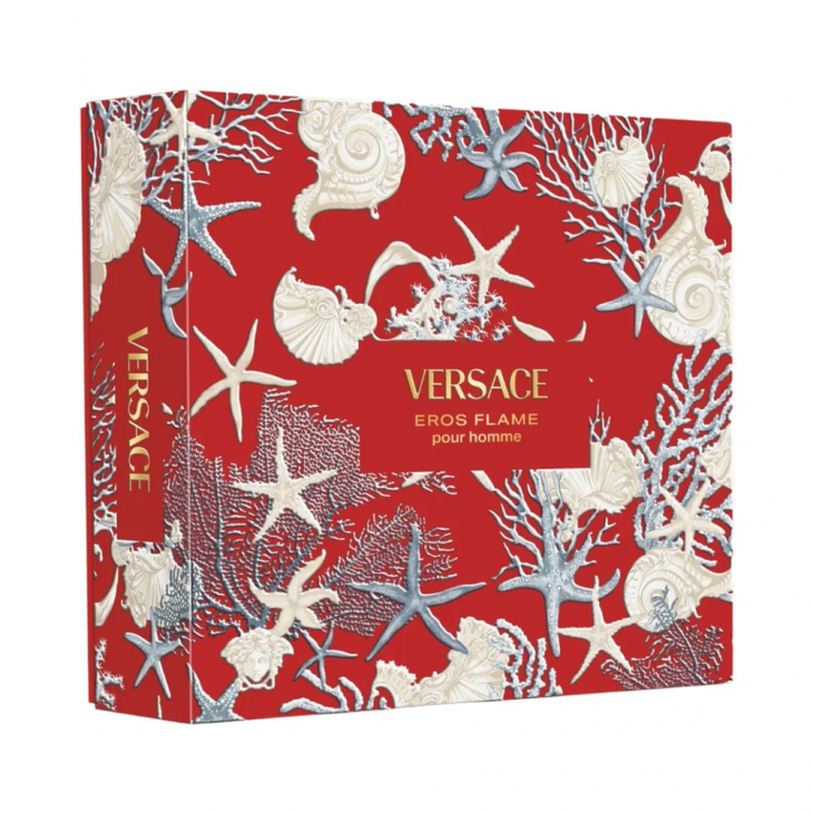 Set Cadou Versace Eros Flame Pour Homme EDP 100 ml + Spray de Călătorie 5 ml + Gel De Duș 150 ml