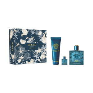 Set Cadou Versace Eros Pour Homme Parfum 100 ml + Spray de Călătorie 5 ml + Gel de Duș 150 ml