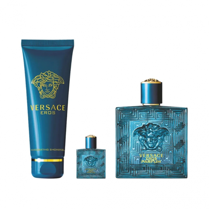 Set Cadou Versace Eros Pour Homme Parfum 100 ml + Spray de Călătorie 5 ml + Gel de Duș 150 ml