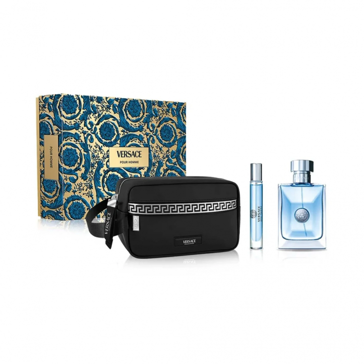 Set Cadou Versace Pour Homme EDT 100 ml + Travel Spray 10 ml + Geantă Cosmetică